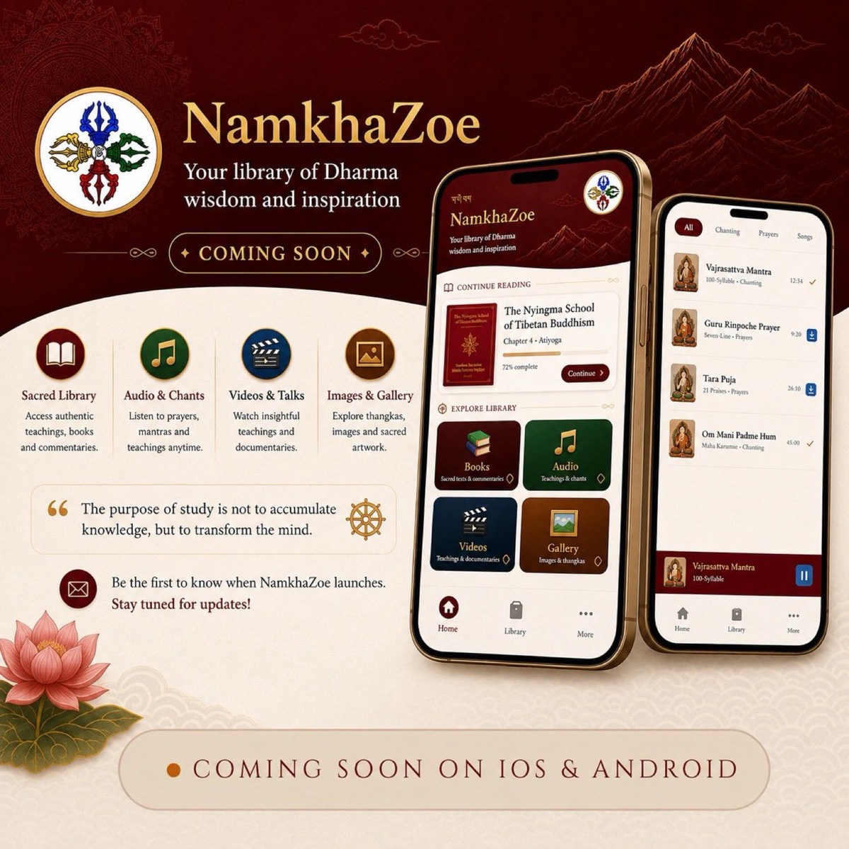 NamkhaZoe app preview on two phones